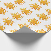 Gouden Kerstmis Sneeuw Patroon Cadeaupapier (Hoek)