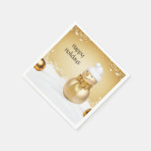 Gouden Kerstmis Sneeuwman Vakantie Papier Servet (Hoek)
