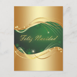Gouden kerstmotief met groene achtergrond briefkaart