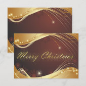 Gouden Kerstmotief met rode achtergrond Kaart (Voorkant / Achterkant)