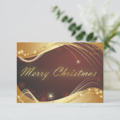 Gouden Kerstmotief met rode achtergrond Kaart (Staand voorkant)