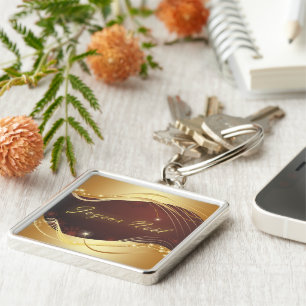 Gouden kerstmotief met rode achtergrond... sleutelhanger