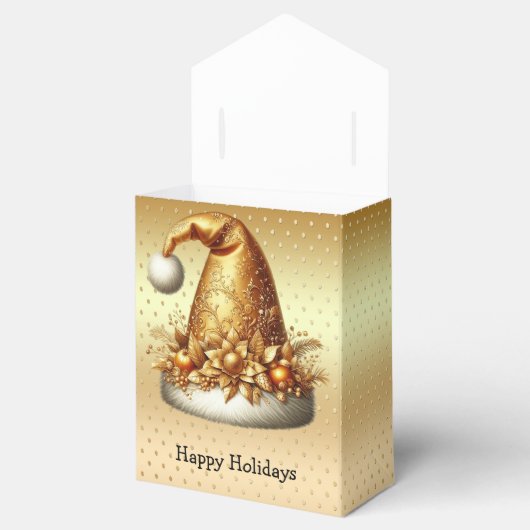 Gouden kerstmuts kerstcadeau doos bedankdoosjes (Geopend)