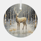 Gouden Kerstrendiervakantie Glas Ornament (Achterkant)