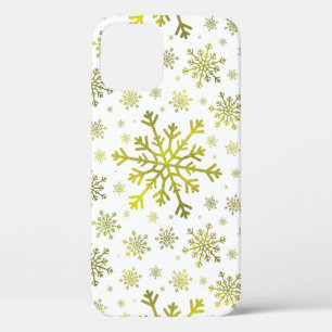  gouden kerstsnowflakes op de winter White iPhone 12 Pro Hoesje