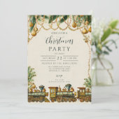 gouden kersttrein kaart (Staand voorkant)