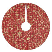 Gouden Kerstversiering Rood Buffelpatroon Kerstboom Rok (Voorkant)