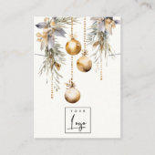 Gouden Kerstversieringen Logo Ketting Houder Visitekaartje (Voorkant)
