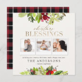 Gouden Kerstzegen multi foto plaid, gebladerte Feestdagenkaart (Voorkant / Achterkant)