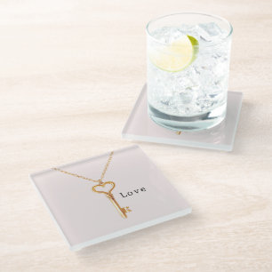 Gouden Ketting Hart Ketting Liefde Glazen Onderzetter
