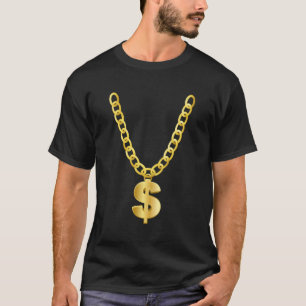 Gouden ketting Ketting Dollar teken Gangsta T-shirt