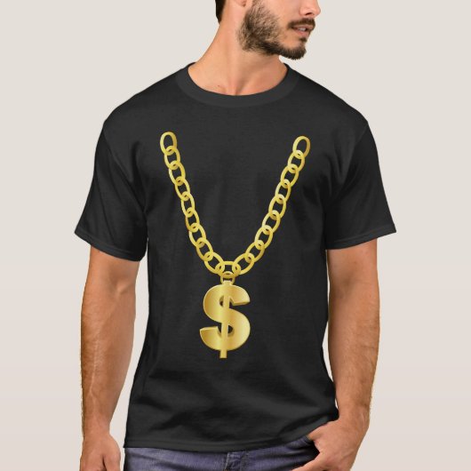 gouden ketting Ketting dollarteken T-shirt (Voorkant)