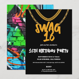 Gouden Ketting   Swag 16 Verjaardagsfeest Kaart