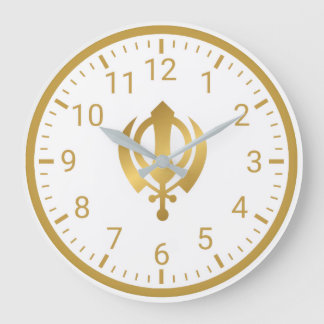 Gouden Khanda Wandklok | Sikh Symbool Huisdecorati Grote Klok