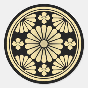Gouden Kiku Bloem Ronde Sticker