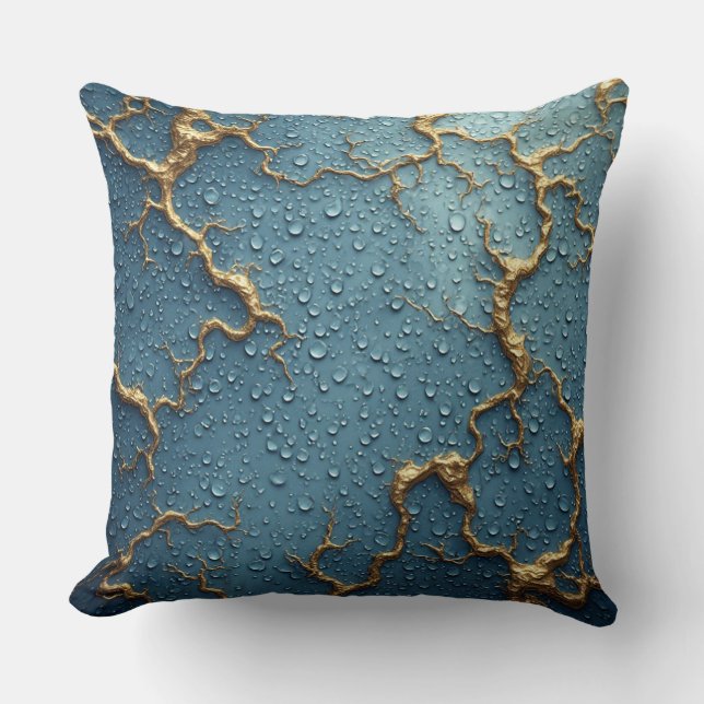 Gouden Kintsugi Geïnspireerde Abstracte Transforma Kussen (Voorkant)