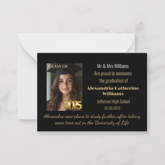 Gouden Klasse van 2025 Afstuderen Aankondiging Kaa (Voorkant)