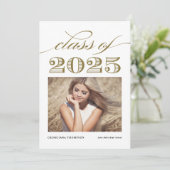 Gouden  Klasse van 2025 Foto Afstuderen Kaart (Staand voorkant)