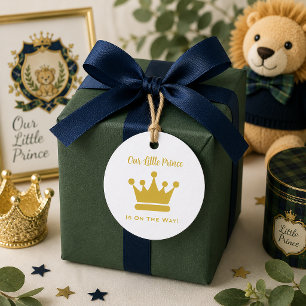 Gouden Kleine Prins Kroon Baby Jongen Baby Shower Bedankjes Labels
