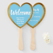 Gouden Kleur Bruiloft Verlovingsfeest Welkom Handwaaier (Voorkant en achterkant)