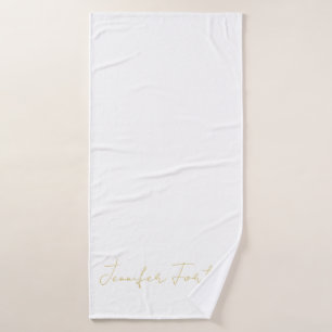 Gouden Kleur Calligrafie Elegante Eenvoudige Naam Badhanddoek