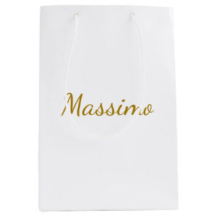 Gouden Kleur Calligrafie Elegante Eenvoudige Naam Medium Cadeauzakje