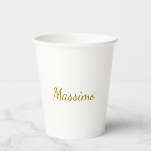 Gouden Kleur Calligrafie Elegante Eenvoudige Naam Papieren Bekers