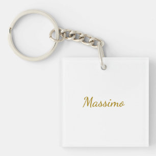 Gouden Kleur Calligrafie Elegante Eenvoudige Naam Sleutelhanger
