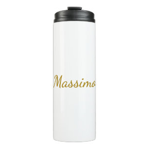 Gouden Kleur Calligrafie Elegante Eenvoudige Naam Thermosbeker