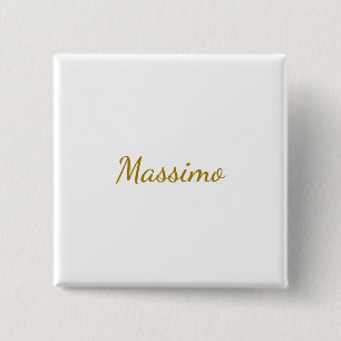 Gouden Kleur Calligrafie Elegante Eenvoudige Naam Vierkante Button 5,1 Cm