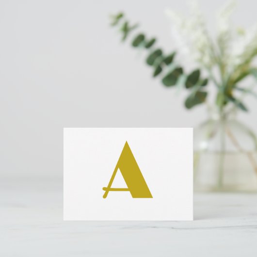 Gouden kleur Custom Monogram Initiaal Letter Plain Informatiekaartje (Staand voorkant)
