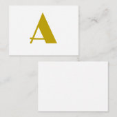 Gouden kleur Custom Monogram Initiaal Letter Plain Informatiekaartje (Voorkant / Achterkant)