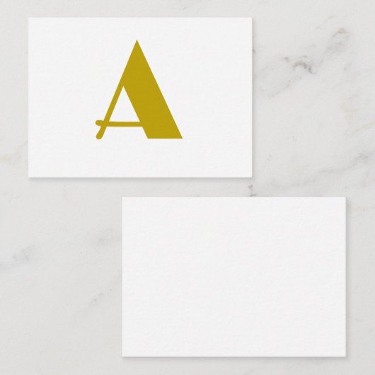 Gouden kleur Custom Monogram Initiaal Letter Plain Informatiekaartje (Voorkant / Achterkant)