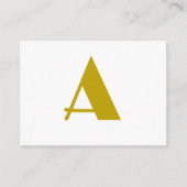 Gouden kleur Custom Monogram Initiaal Letter Plain Informatiekaartje (Voorkant)