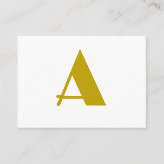 Gouden kleur Custom Monogram Initiaal Letter Plain Informatiekaartje (Voorkant)