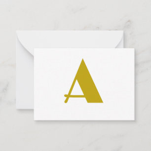Gouden kleur Custom Monogram Initiaal Letter Plain Notitiekaartje