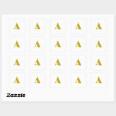 Gouden kleur Custom Monogram Initiaal Letter Plain Vierkante Sticker (Vel)