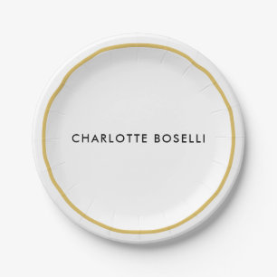 Gouden Kleur Grenzen Wit Minimalistische Professio Papieren Bordje