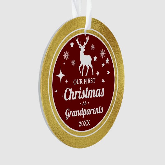 Gouden kleur Grootouders Eerste Kerstmis Ornament (voorkant)