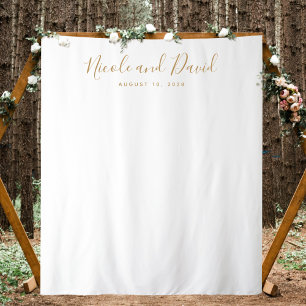 Gouden Kleur Huwelijksreceptie Decoratie Achtergro Wandkleed