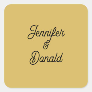 Gouden kleur kalligrafie trendy effen persoonsname vierkante sticker