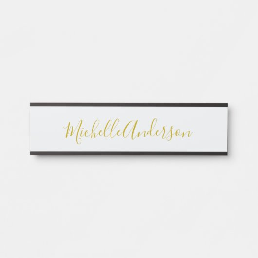 Gouden Kleur Moderne Minimalistische Handgeschreve Deurbordje (Voorkant)