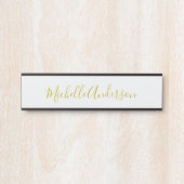 Gouden Kleur Moderne Minimalistische Handgeschreve Deurbordje (Voorkant)