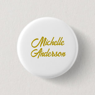 Gouden Kleur Moderne Minimalistische Handgeschreve Ronde Button 3,2 Cm