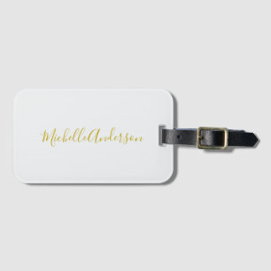 Gouden kleur Moderne Minimalistische Handschrift N Bagagelabel