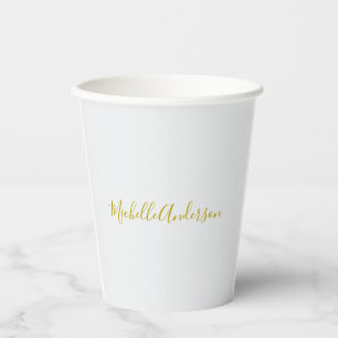 Gouden kleur Moderne Minimalistische Handschrift N Papieren Bekers