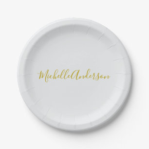 Gouden kleur Moderne Minimalistische Handschrift N Papieren Bordje