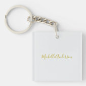 Gouden kleur Moderne Minimalistische Handschrift N Sleutelhanger (voorkant)