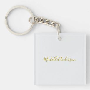 Gouden kleur Moderne Minimalistische Handschrift N Sleutelhanger