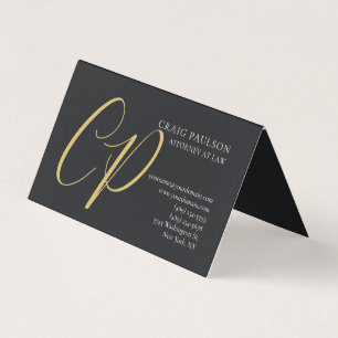 Gouden Kleur Monogram Advocaat Jurist Minimalistis Visitekaartjes
